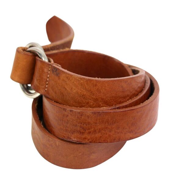 HANDCRAFTED TAN BROWN REAL LEATHER 7/8"Wd SKINNY DRESS CASUAL WOMEN'S BELT L(C77 - Picture 2 of 10